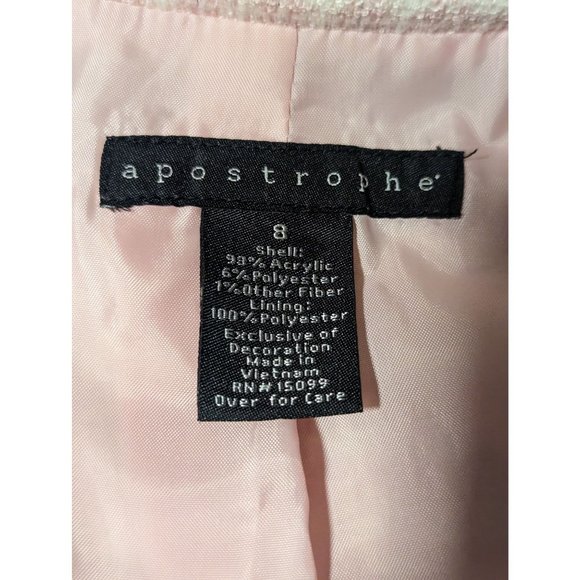 Apostrophe Pink & White Plaid Tweed Blazer Y2K Coquette Bow Accent Cropped sz 8 - Picture 9 of 11